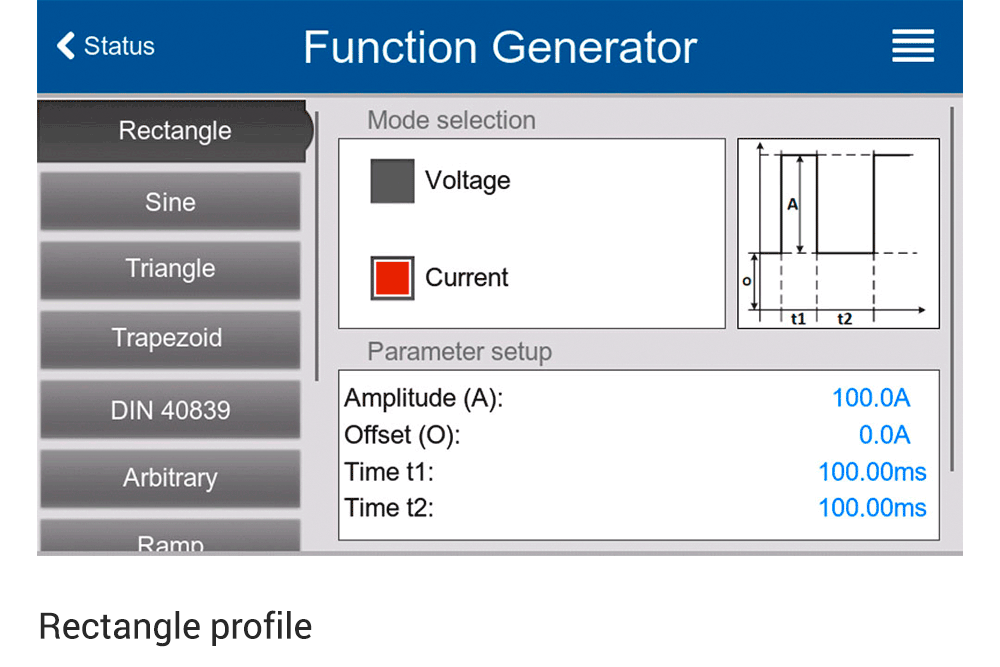 function generator rectangle profile